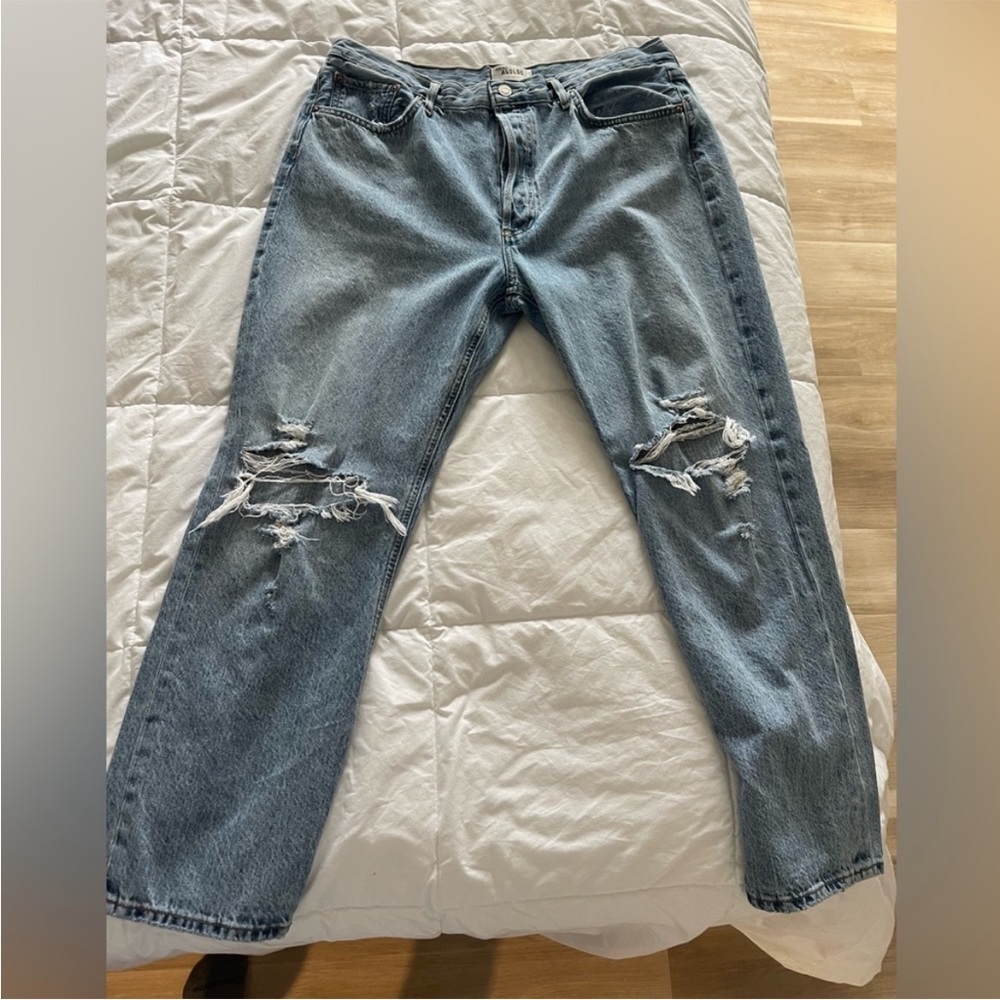 ⛱️AGOLDE - Light Blue Riley High Rise Straight Leg Jeans - 32